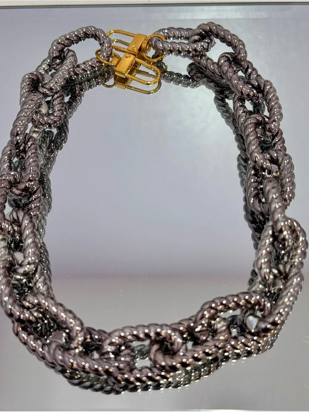 New Braided Gunmetal Bag Chain 18 inches with gold hardware (can be changed)